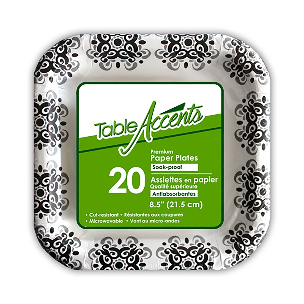 PAPER PLATE SQUARE 8.5" 20PK