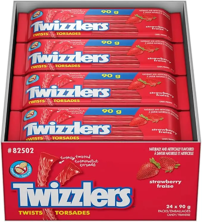 TWIZZLERS STRAWBERRY TWISTS  90G / 24CT  