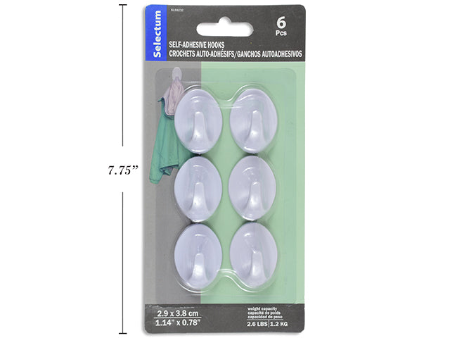 SHELF ADHESIVE HOOKS /6PK 