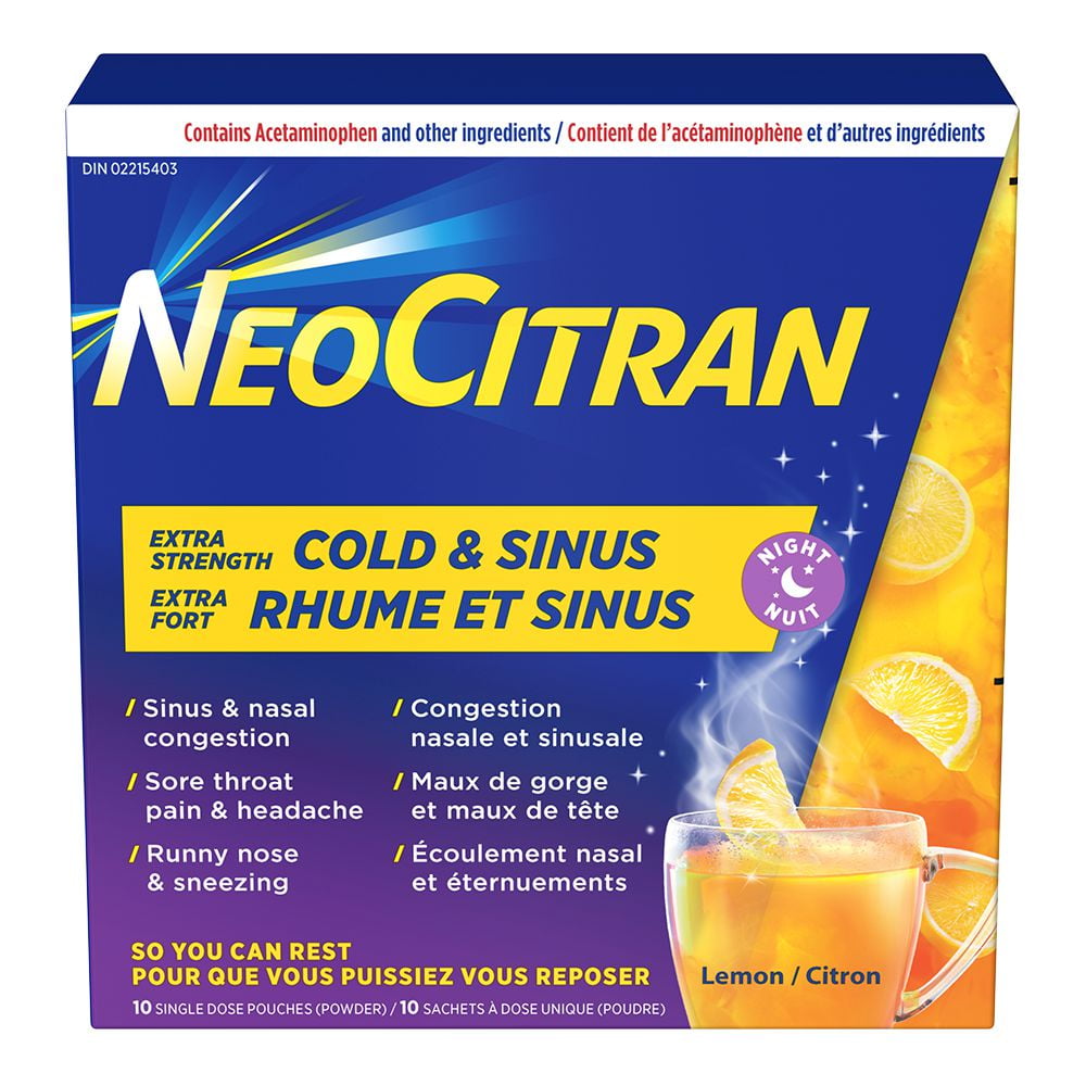 NEOCITRAN COLD & SINUS LEMON 10/PK 