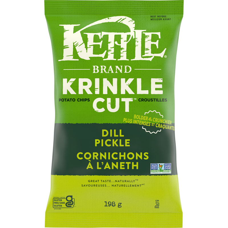 KETTLE DILL PICKLE CHIPS 198G