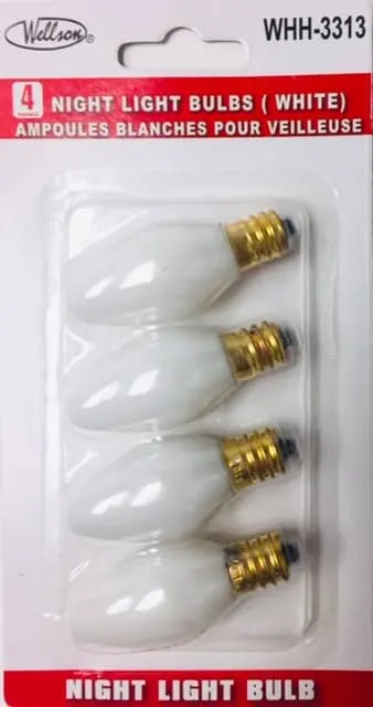 7W NIGHT LIGHT BULBS WHITE 4PK