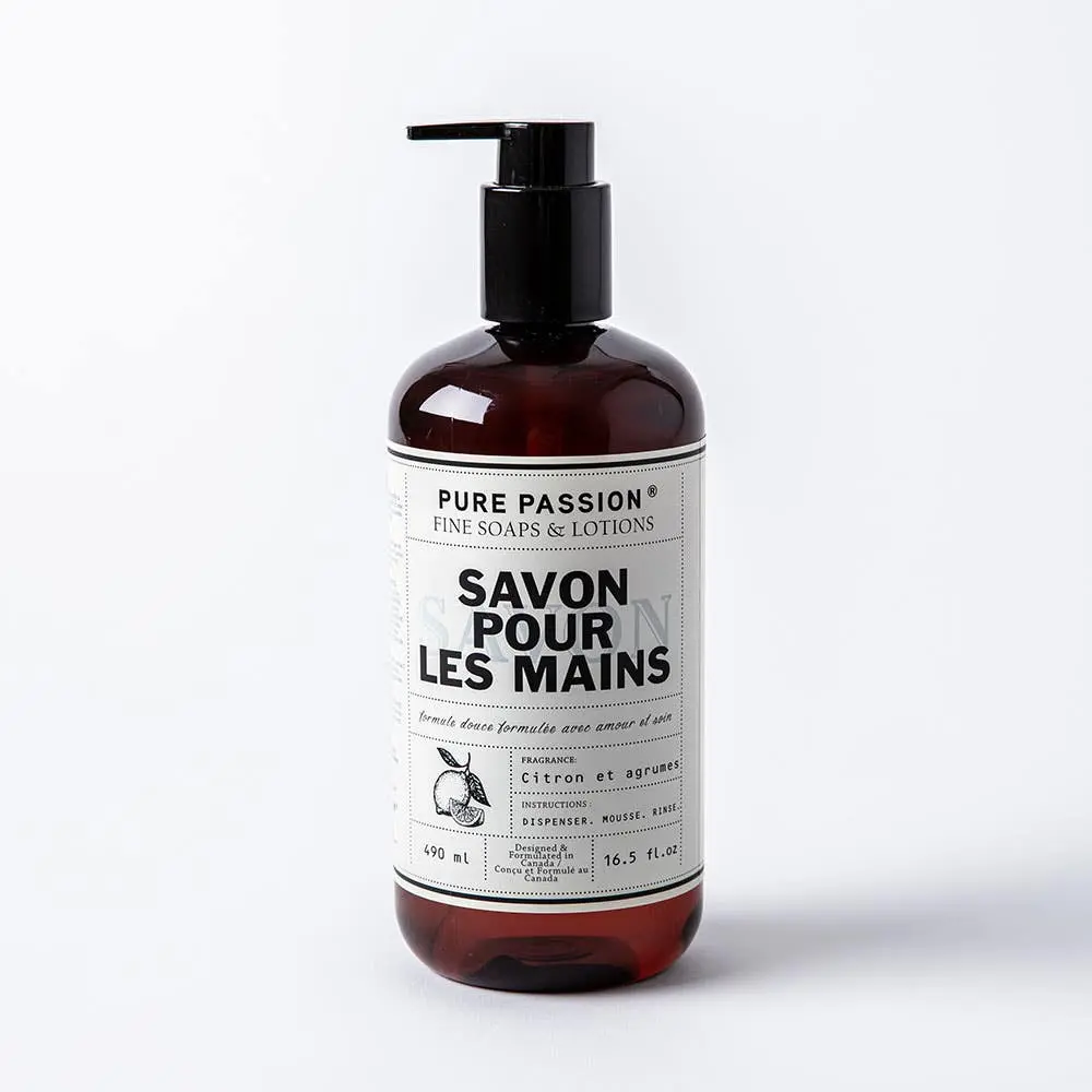P.P HAND SOAP BOTTLE LEMON CITRUS 490ML  