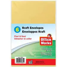 OFFICE WORKS ENVELOPE 9.2X16.5CM 70CT