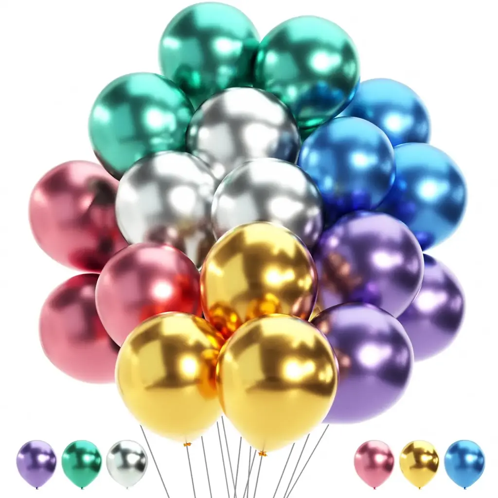 HELIUM QUALITY METALLIC BALOONS 12"/10CT