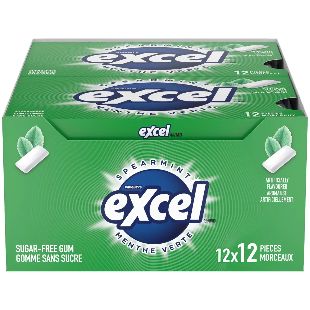 EXCEL GUM SPEARMINT WHITE 12/PK