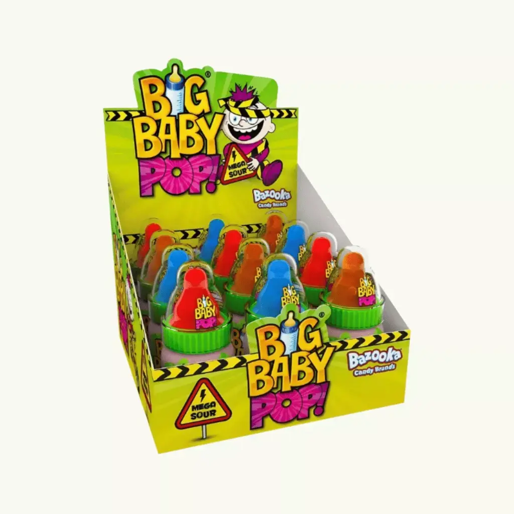BAZOOKA BIG BABY POP MEGA SOUR 32G/12CT (UK)