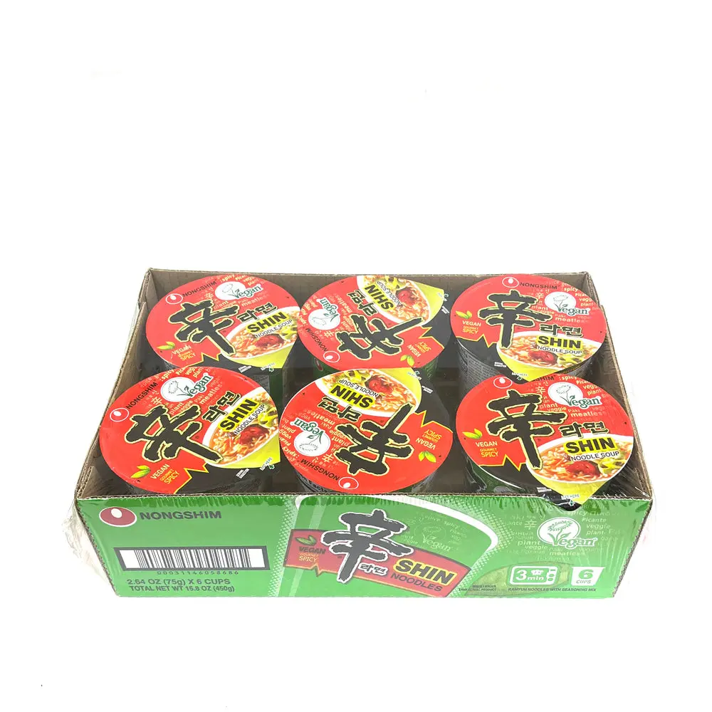 NONGSHIM SHIN NOODLES VEGAN CUP 75G/6CT