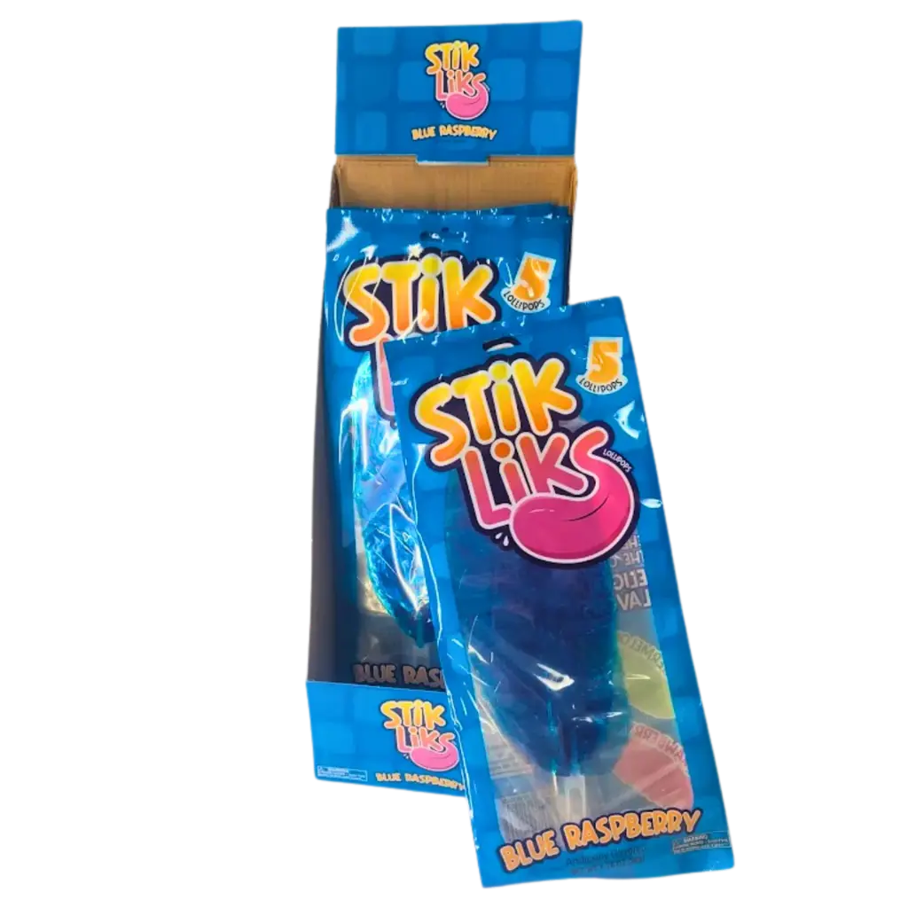 STIK LIKS BLUE RASPBERRY LOLLIPOPS 15CT
