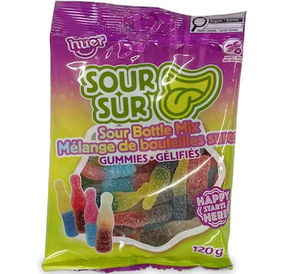 HUER SOUR BOTTLE MIX GUMMIES 120G 