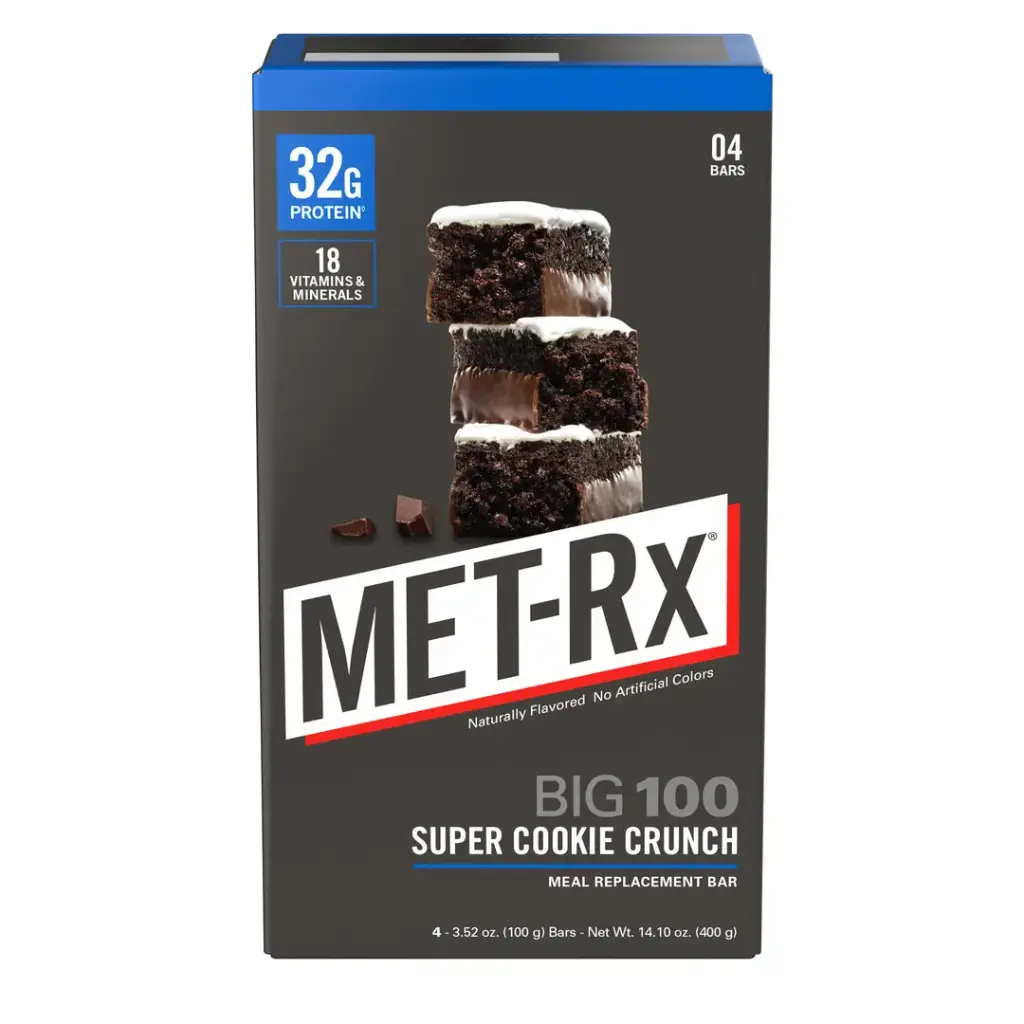 MET RX SUPER COOKIE CRUNCH PROTEIN BAR 100G/ 9CT  