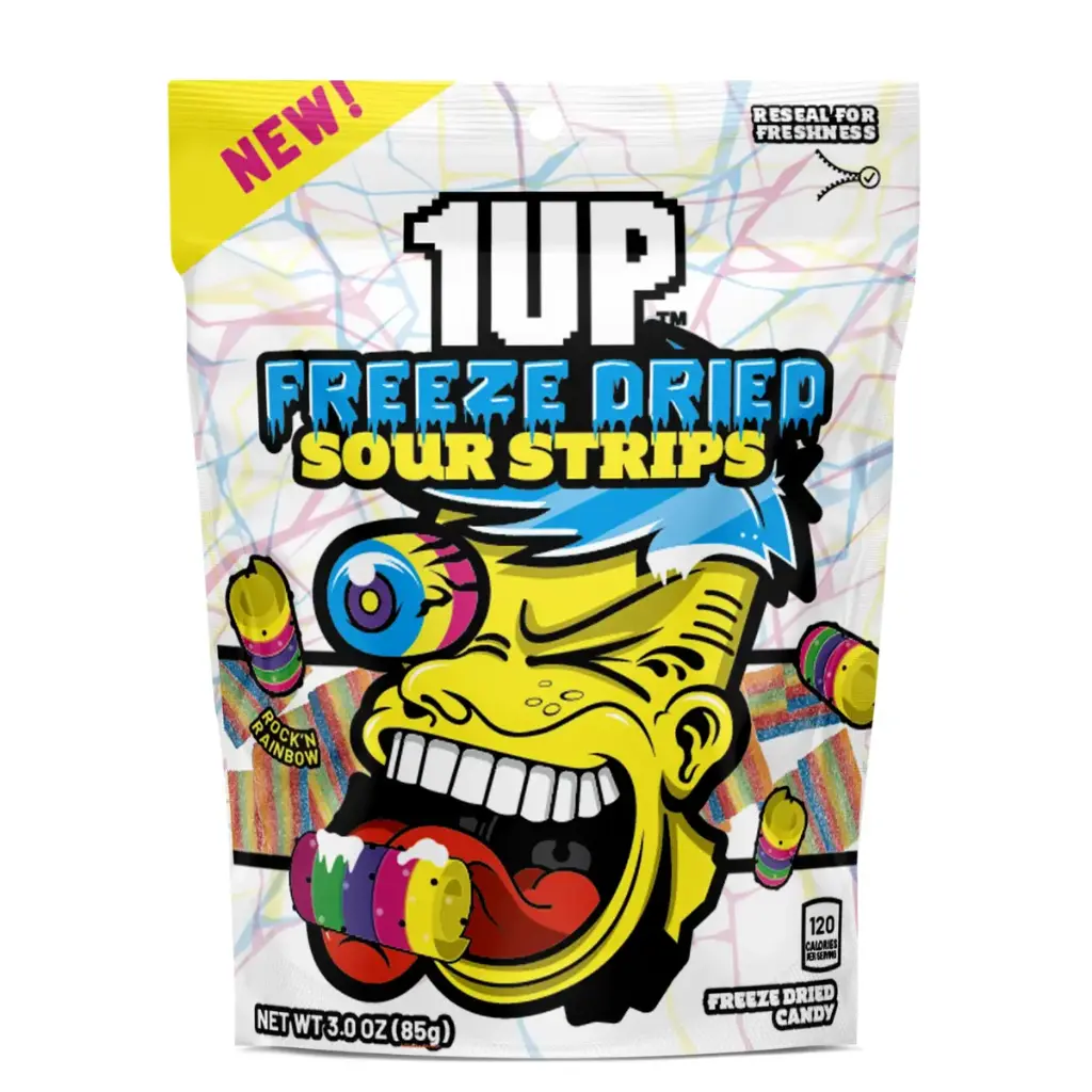 1UP FREEZE DRIED SOUR STRIPS RAINBOW 85G