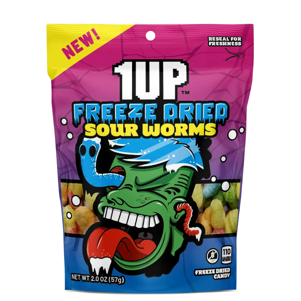 1UP FREEZE DRIED SOUR WORMS 85G