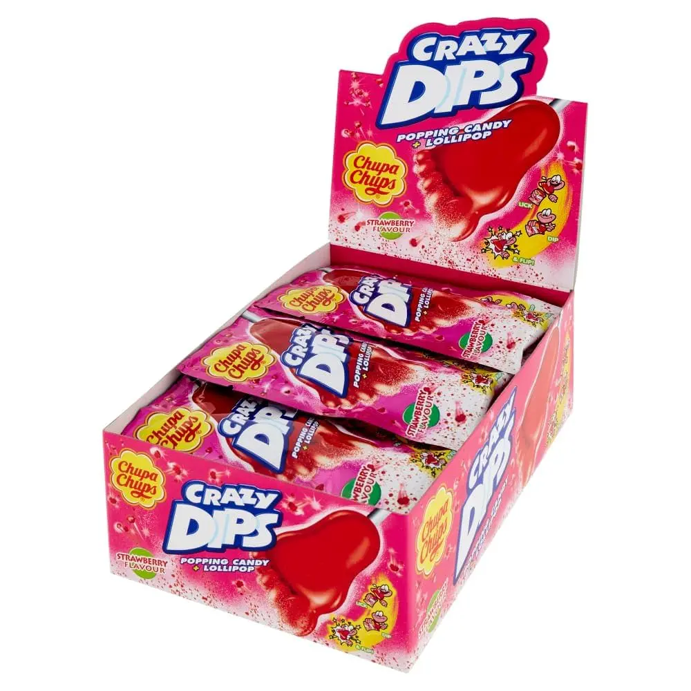 CHUPA CHUPS CRAZY DIPS STRAWBERRY 14G/24CT (EUROPE)