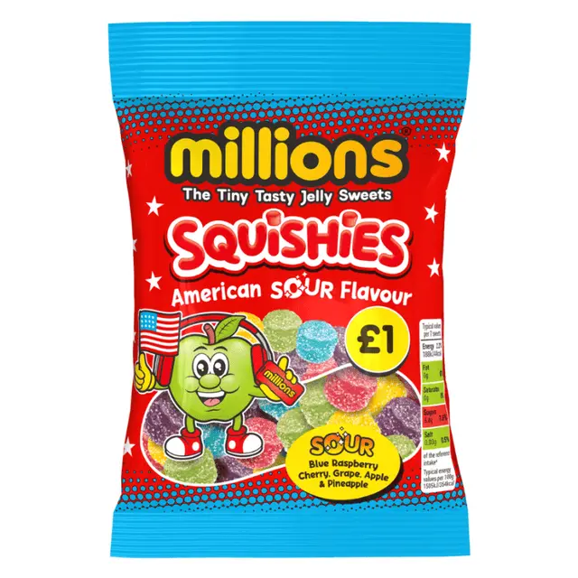 MILLIONS SQUISHIES AMERICAN SOUR 100G (UK)