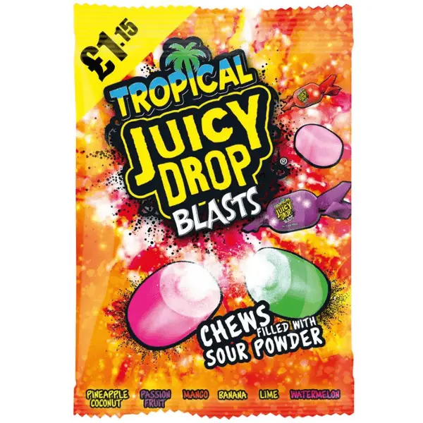 BAZOOKA JUICY DROP BLASTS TROPICAL 120G (UK) 