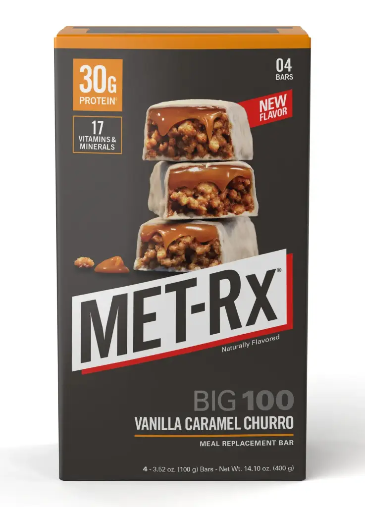 MET RX VANILLA CAMEL CHURRO PROTEIN BAR 100G/ 9CT 