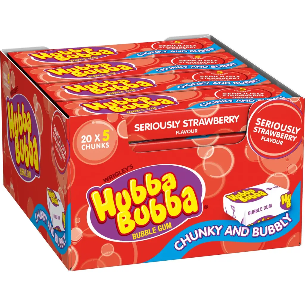 HUBBA BUBBA STRAWBERRY SOFT BUBBLE GUM 20CT (UK)