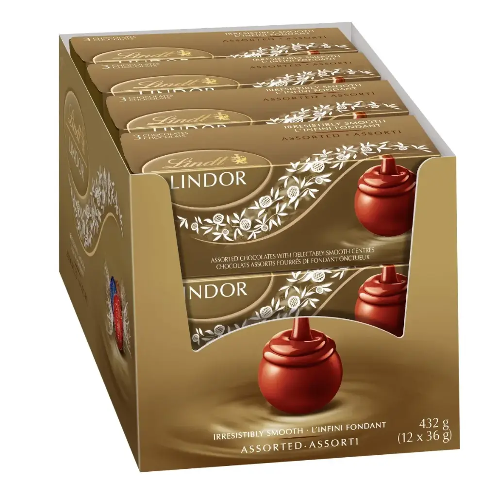 LINDT LINDOR ASSORTED CHOCOLATE  36G /12CT