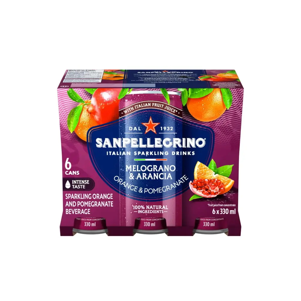 SAN PELLEGRINO ORANGE & POMEGRANATE SPARKLING DRINK 330ML/6CT