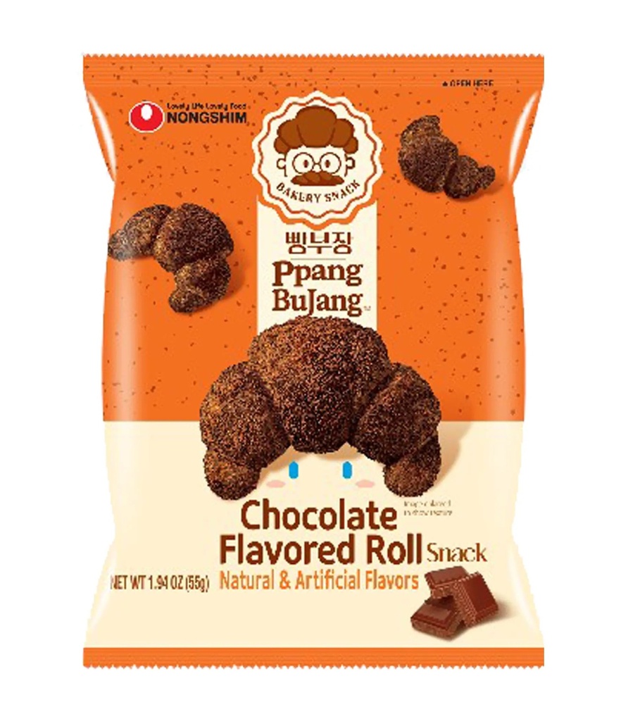 NONGSHIM PPANG BUJANG CHOCO FLAVORED ROLL SNACK 55G