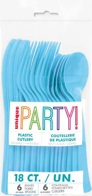 PLASTIC CUTLERY SKY BLUE ASSORTED 18/PK