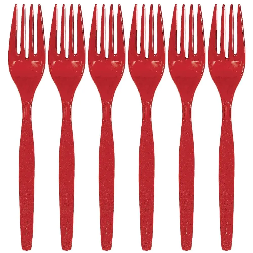 PLASTIC FORKS RED 18/PK   