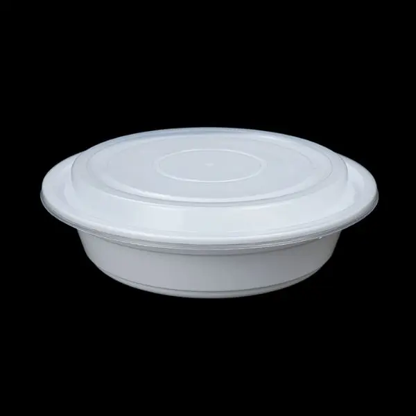 ROUND PLASTIC CONTAINER WITH LID 7" 24OZ 150CT 