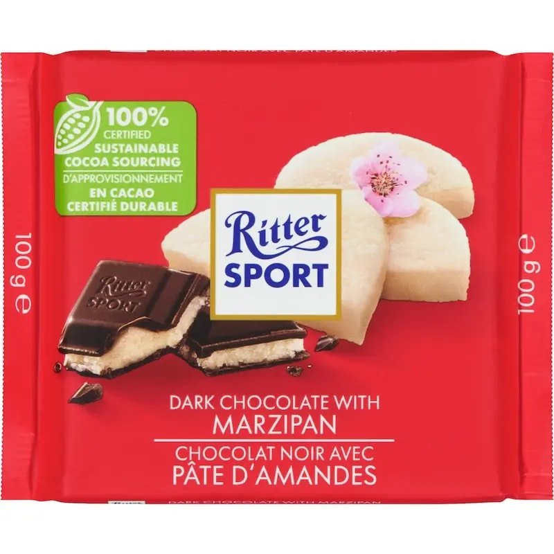 RITTER SPORT DARK CHOCO & MARZIPAN 100G