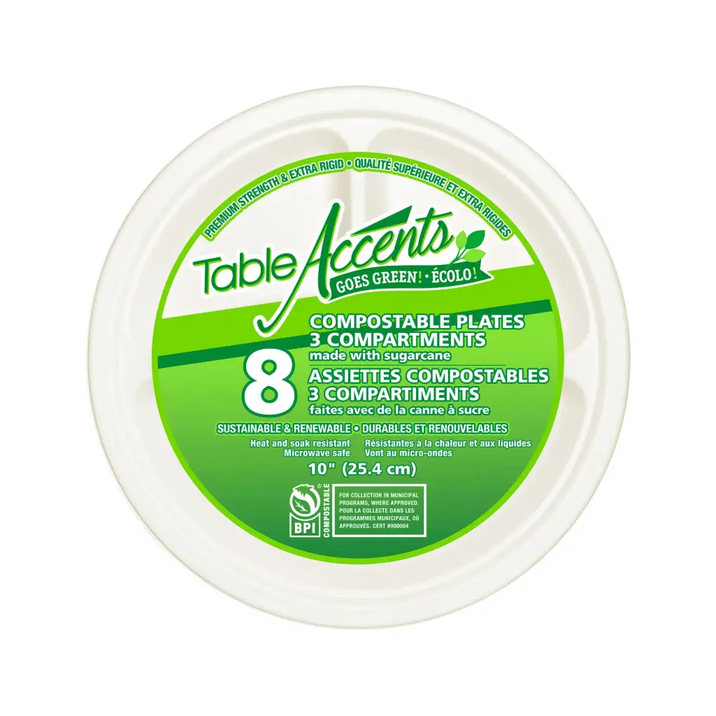COMPOSTABLE PLATES WHITE 10" /8CT
