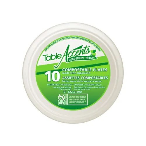 COMPOSTABLE PLATES WHITE 9" /10CT 