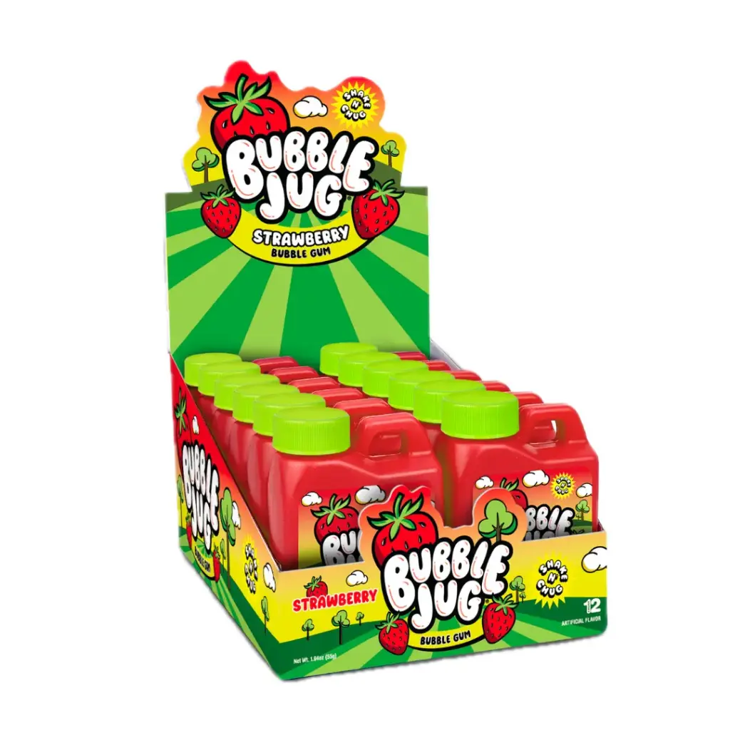 BUBBLE JUG GUM STRAWBERRY 55G/ 12CT