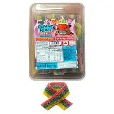 GUMMY RUSH SOUR BELTS BERRY BONANZA TUB  1KG