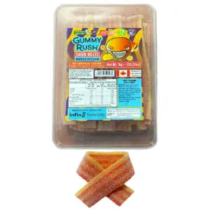 GUMMY RUSH SOUR BELTS MANGO PASSION TUB 1KG