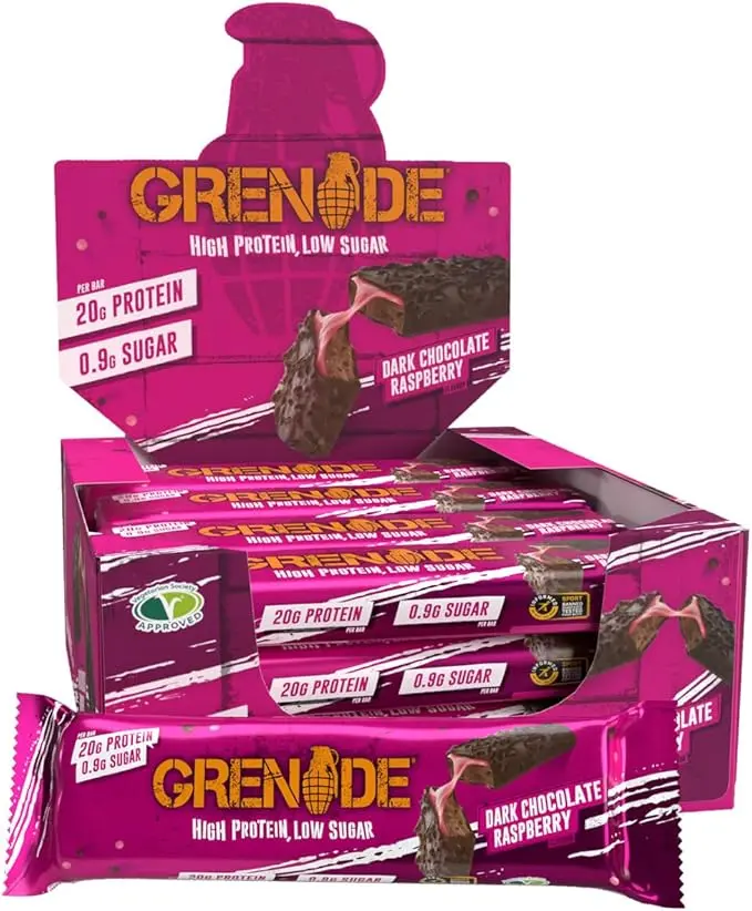 GRENADE DARK CHOCOLATE RASPBERRY PROTIEN BAR 60G/12CT 