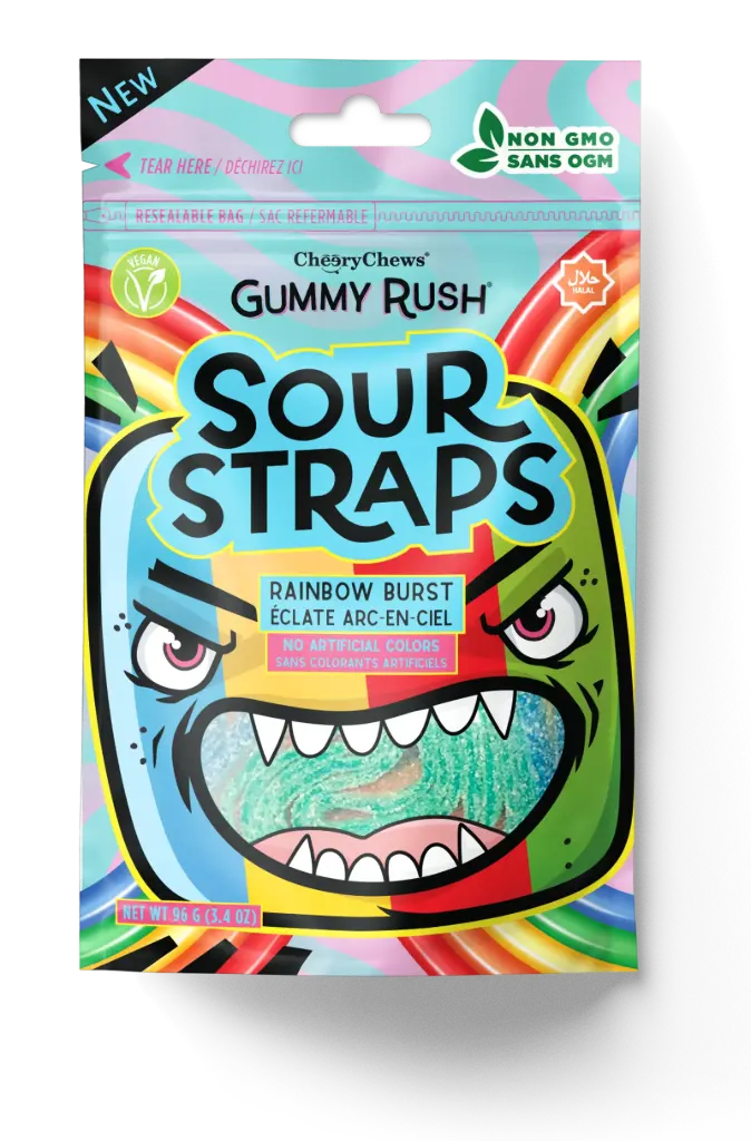 GUMMY RUSH RAINBOW BURST SOUR BELTS 96G
