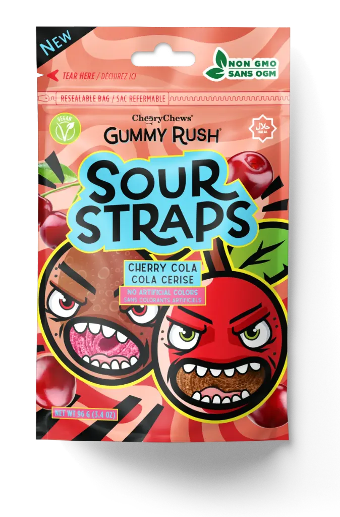 GUMMY RUSH CHERRY COLA SOUR BELTS 96G 