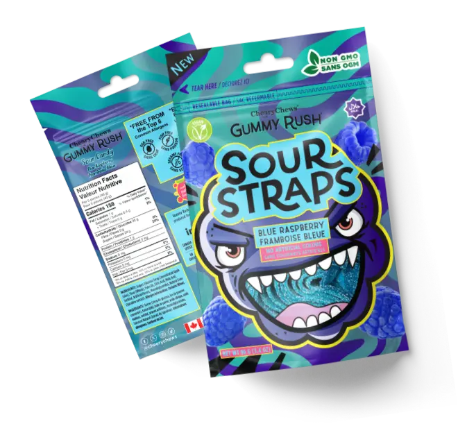 GUMMY RUSH BLUE RASPBERRY SOUR BELTS 96G