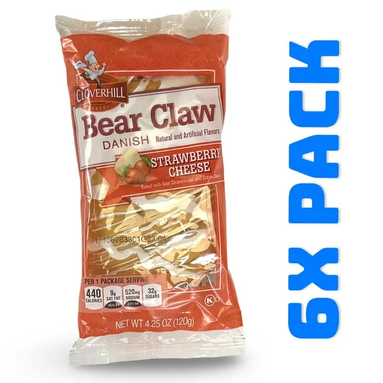 CLOVERHILL BEAR CLAW STRAWBERRY CHEESE 120G/6CT