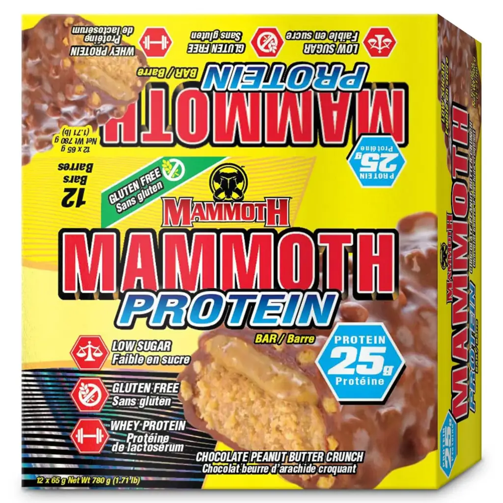 MAMMOTH CHOCOLATE PEANUT BUTTER CRUNCH PROTEIN BAR 75G/12CT 