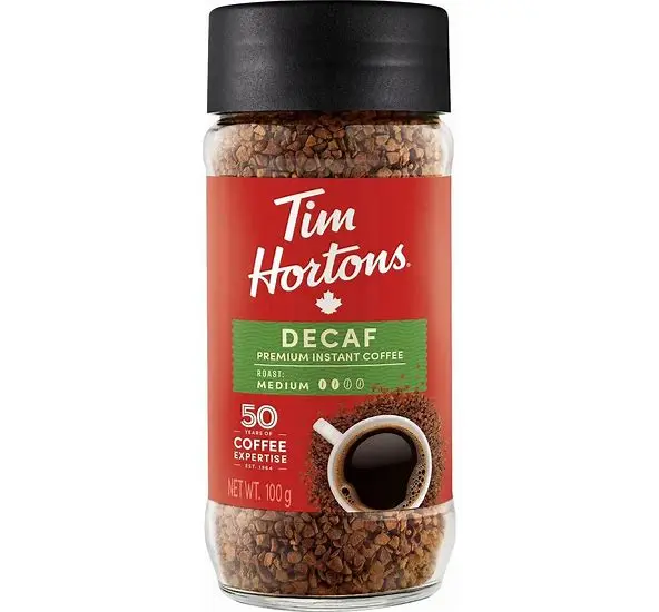 TIM HORTONS DECAF COFFEE 100G BOTTLE 