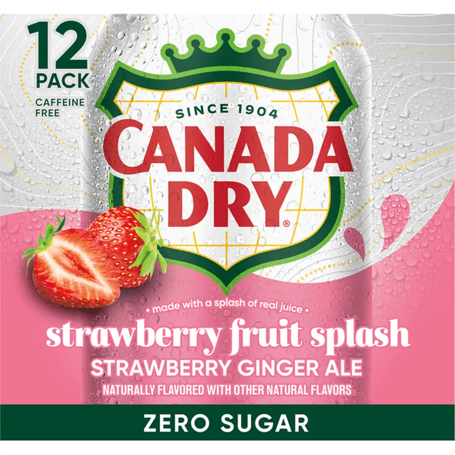 CANADA DRY STRAWBERRY ZERO SUGAR GINGER ALE 355ML/12CT (U) 
