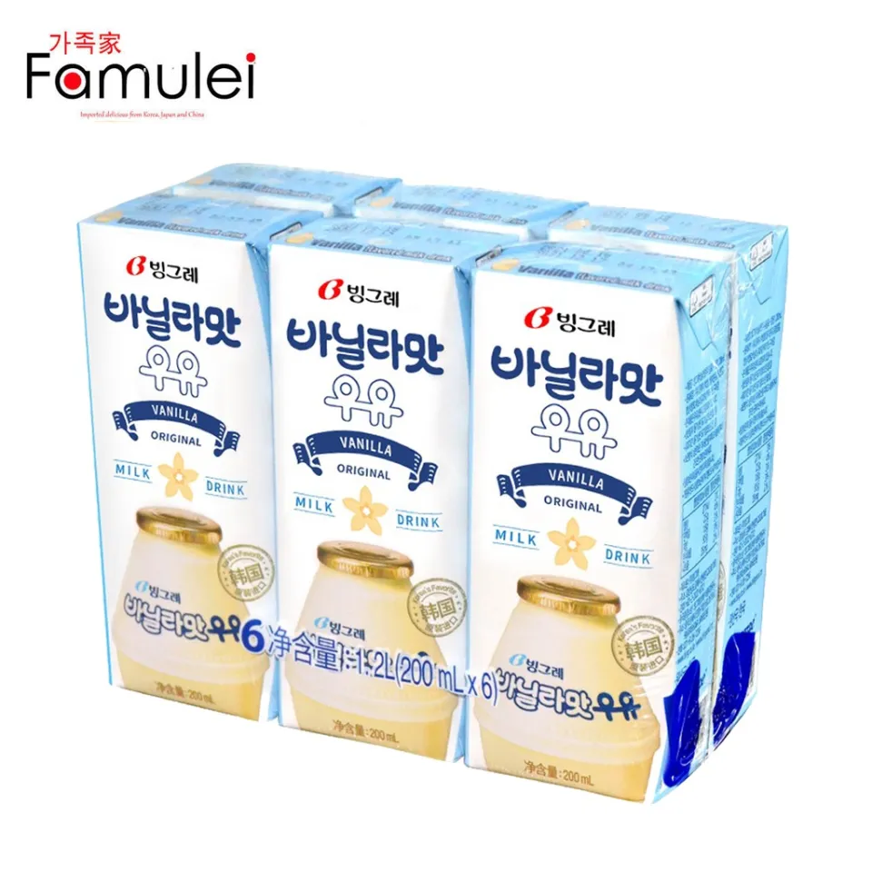 BINGGRAE VANILLA FLAV MILK 200ML/6CT (KOREA)