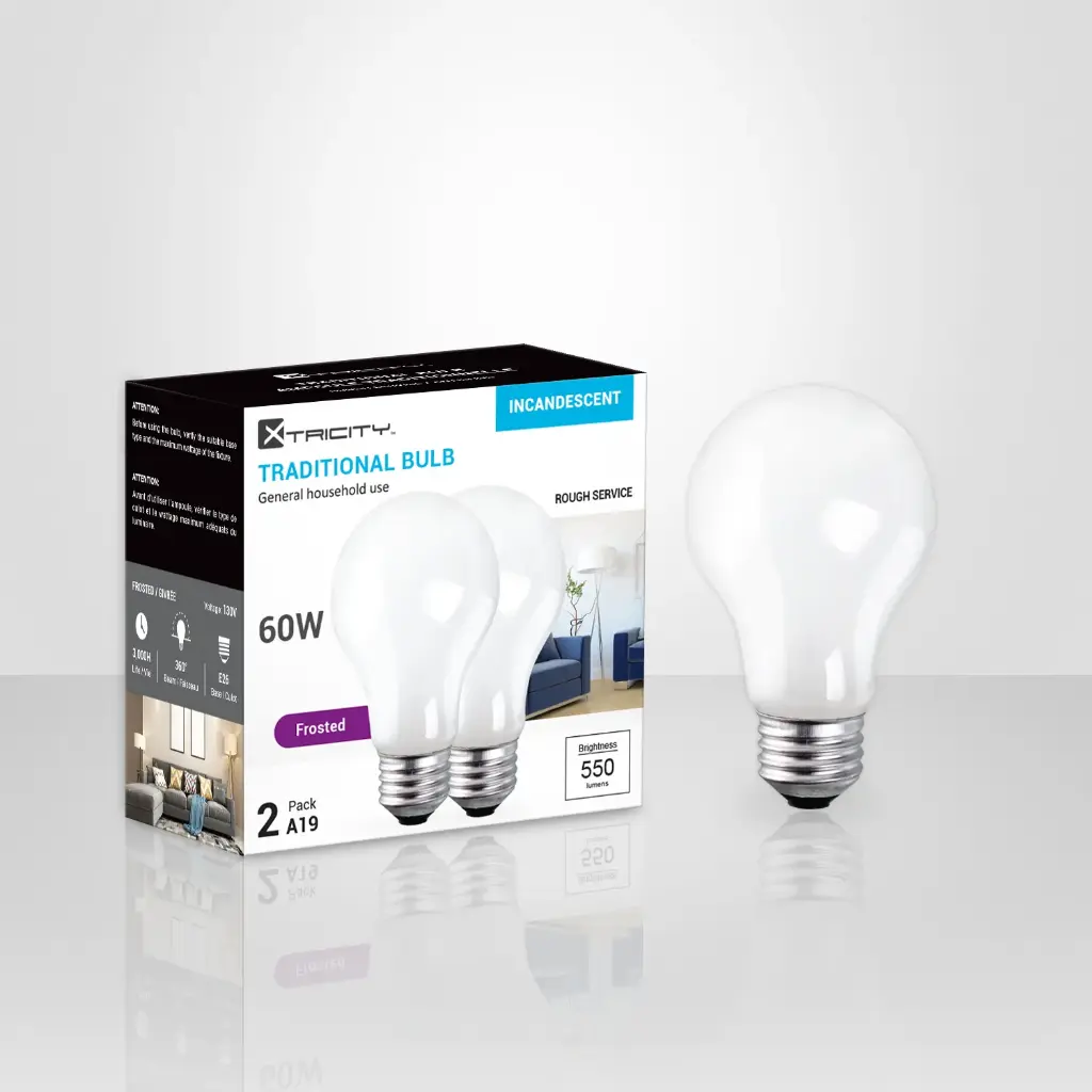 60W  FROSTED LIGHT BULB 2PK 