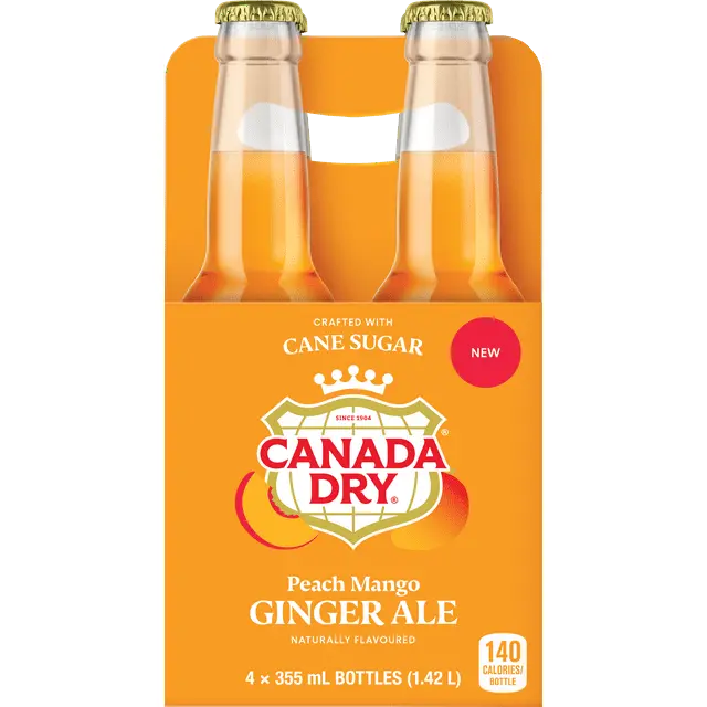 CANADA DRY PEACH MANGO GINGER ALE GLS BTL 355ML / 4PK