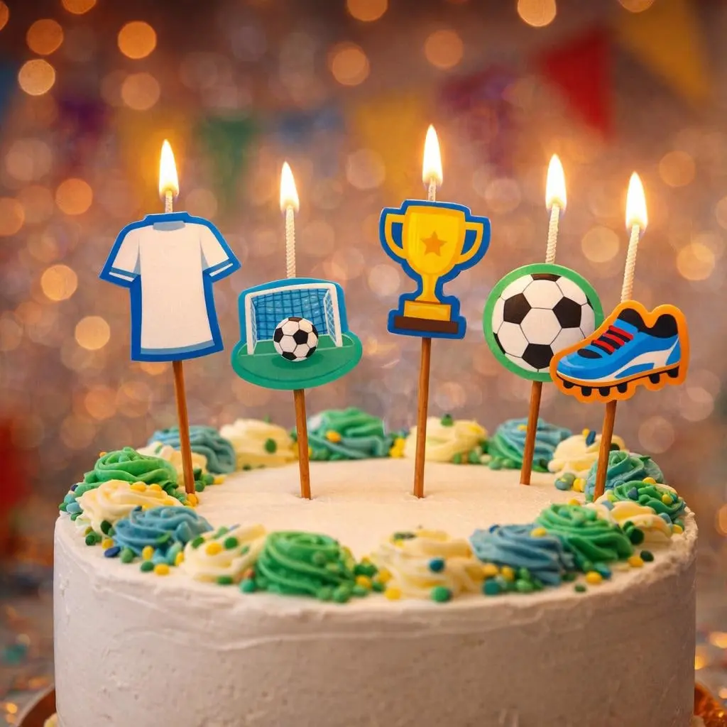 HAPPY BIRTHDAY CANDLESW/ CAKE DECOR 5/PK