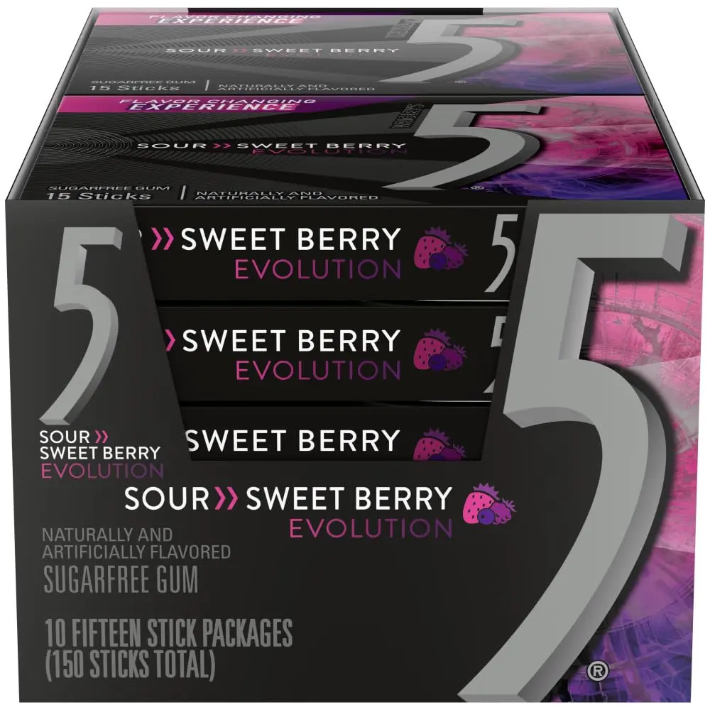 5 GUM SOUR SWEET BERRY 10CT  