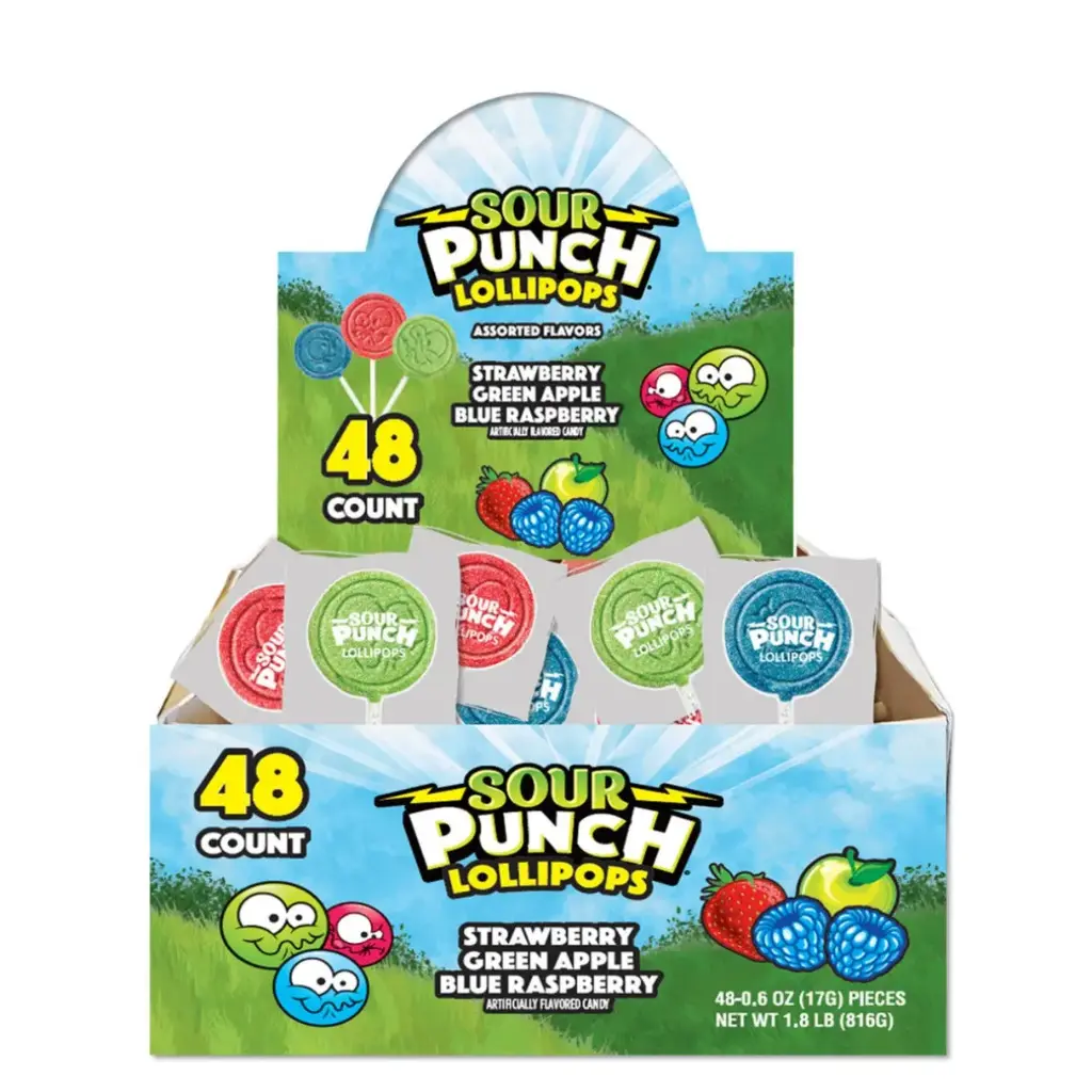 SOUR PUNCH LOLLIPOPS ASSORTED FALVORS 48CT (US)