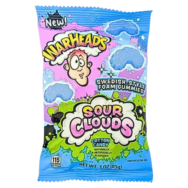 WARHEADS SOUR CLOUDS COTTON CANDY 85G 