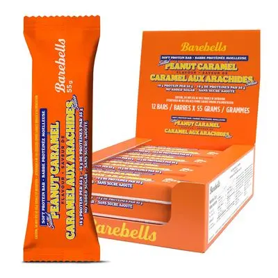 BAREBELLS PROTEIN BAR PEANUT CARAMEL 55GX12CT  